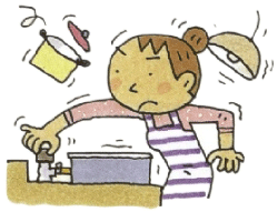 地震のときは
器具栓、ガス栓を閉め、火をすべて消します。ゆれが大きいときは、おさまった後で戸外のＬＰガス容器バルブも閉めてください。